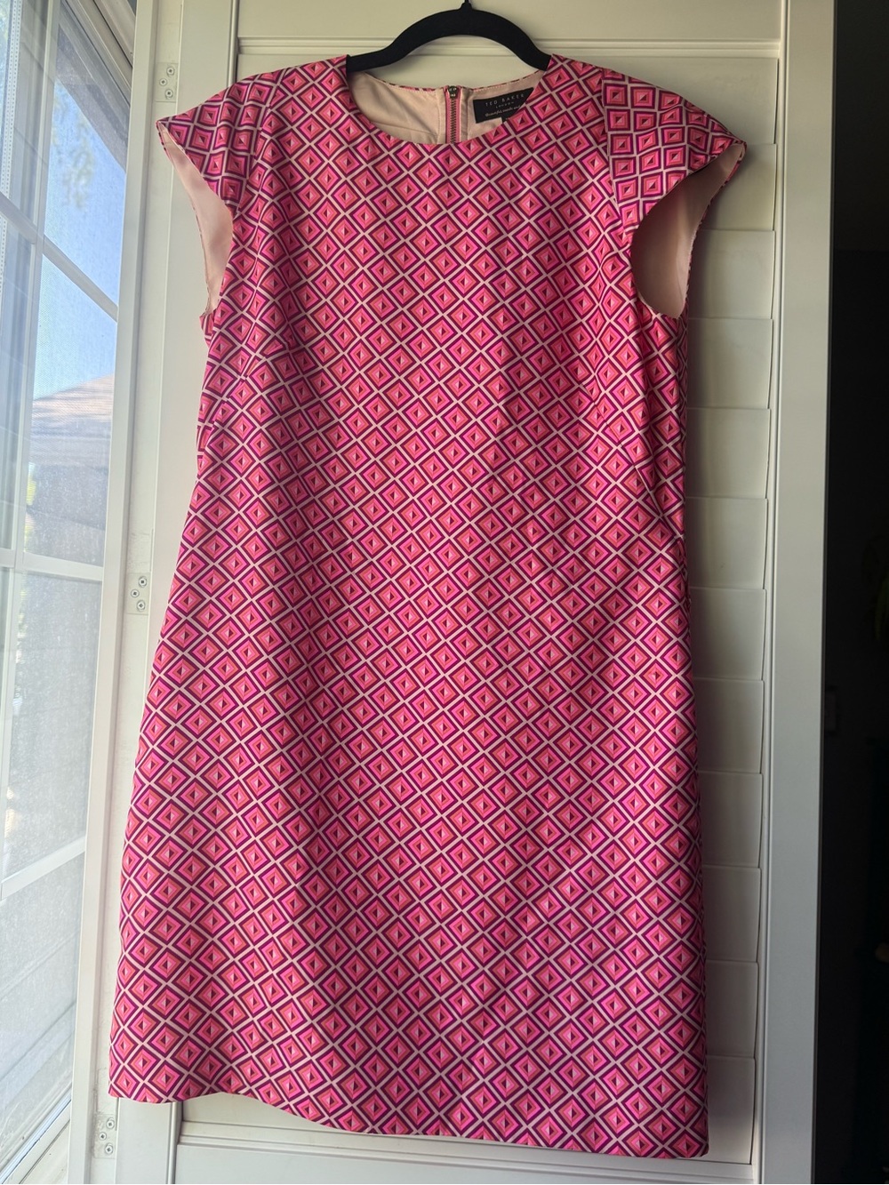 Ted Baker Pink Geometric Shift Dress Summer Classy